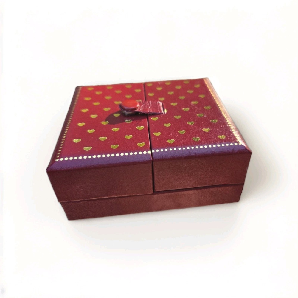 Vintage Avon - Red With Gold Hearts Ring Jewelry Travel Box Folding